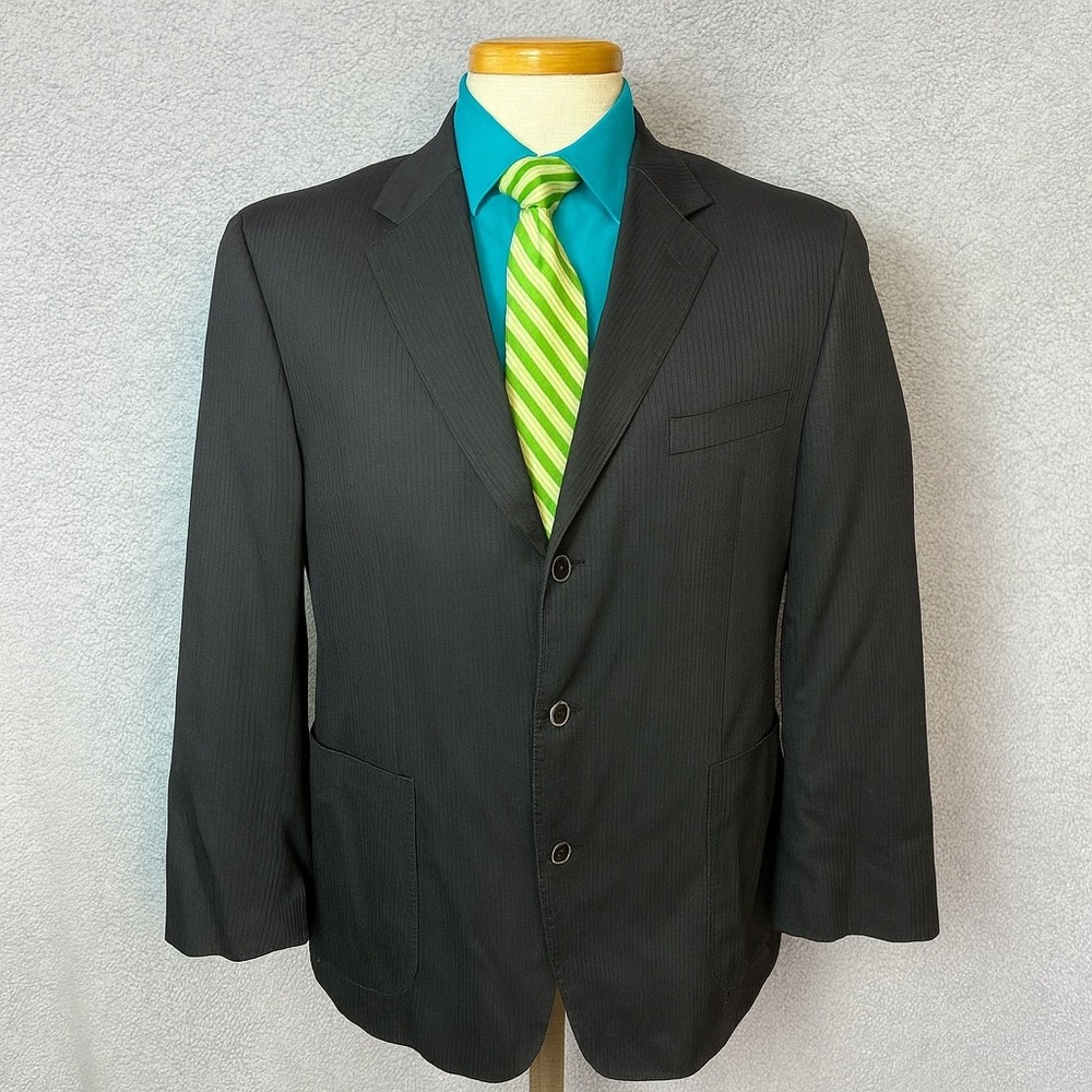 Johnston & Murphy Stripe Blazer Black XXL Mens Cotton‎ Blend Suit Jacket NWT